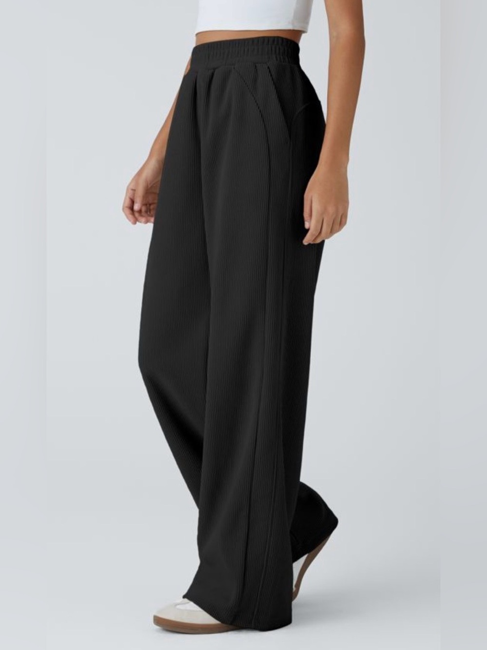 HALARA High Waisted Pocket Straight Leg Mop Corduroy Casual Pants - Picture 2 of 12